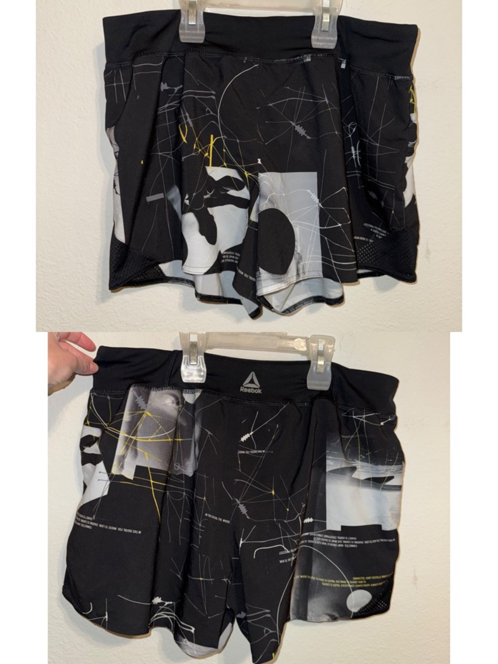 Reebok Black White and Yellow Graphic Athletic Skort